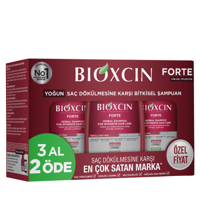Bioxcin Forte Şampuan Tüm Saç Tipleri 300 ml 3'lü