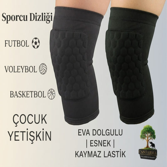 Dizlik Siyah EVA Dolgulu Esnek Kumaş - Basketbol Futbol Voleybol Dizlik