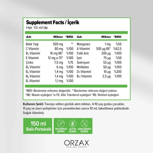Orzax Ocean Multi Omega Şurup 150 ml