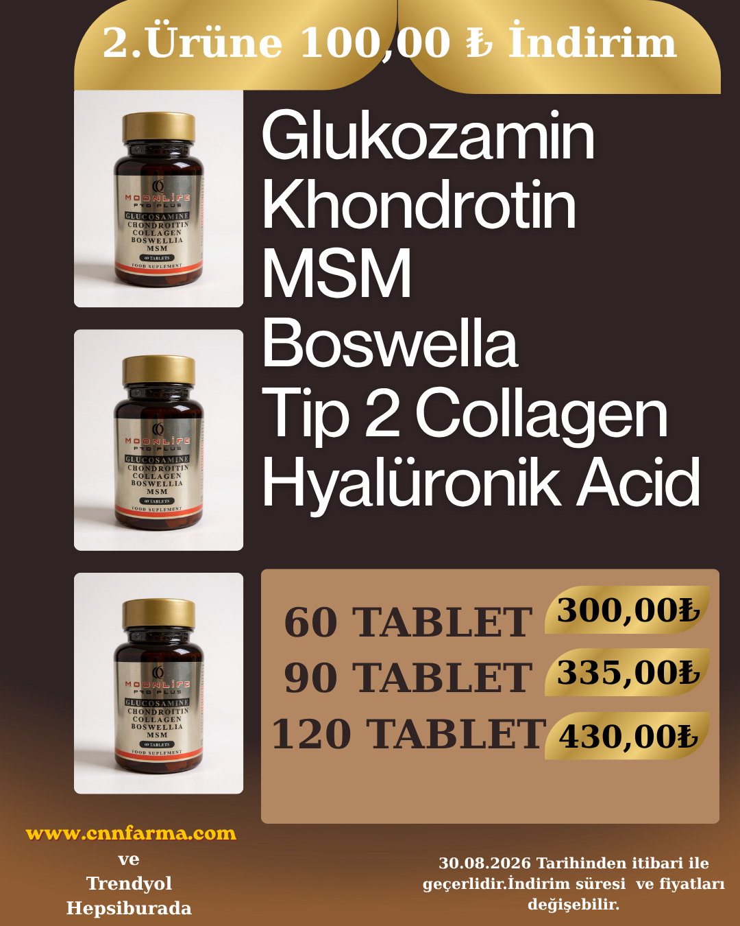 Glukozamin Khondroitin Tablet 2.Ürüne 100,00₺ İndirim
