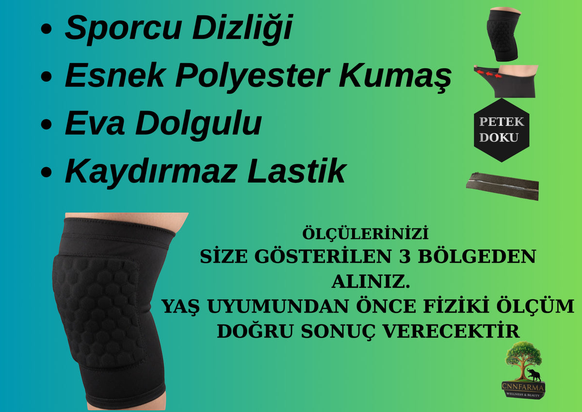 Dizlik Siyah EVA Dolgulu Esnek Kumaş - Basketbol Futbol Voleybol Dizlik