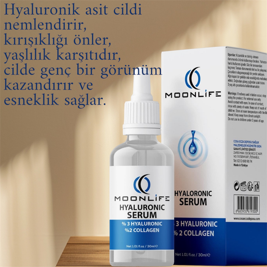 Moon Life Hyaluronic Serum 30 ml - %3 Hyaluronik Asit + %2 Kolajen