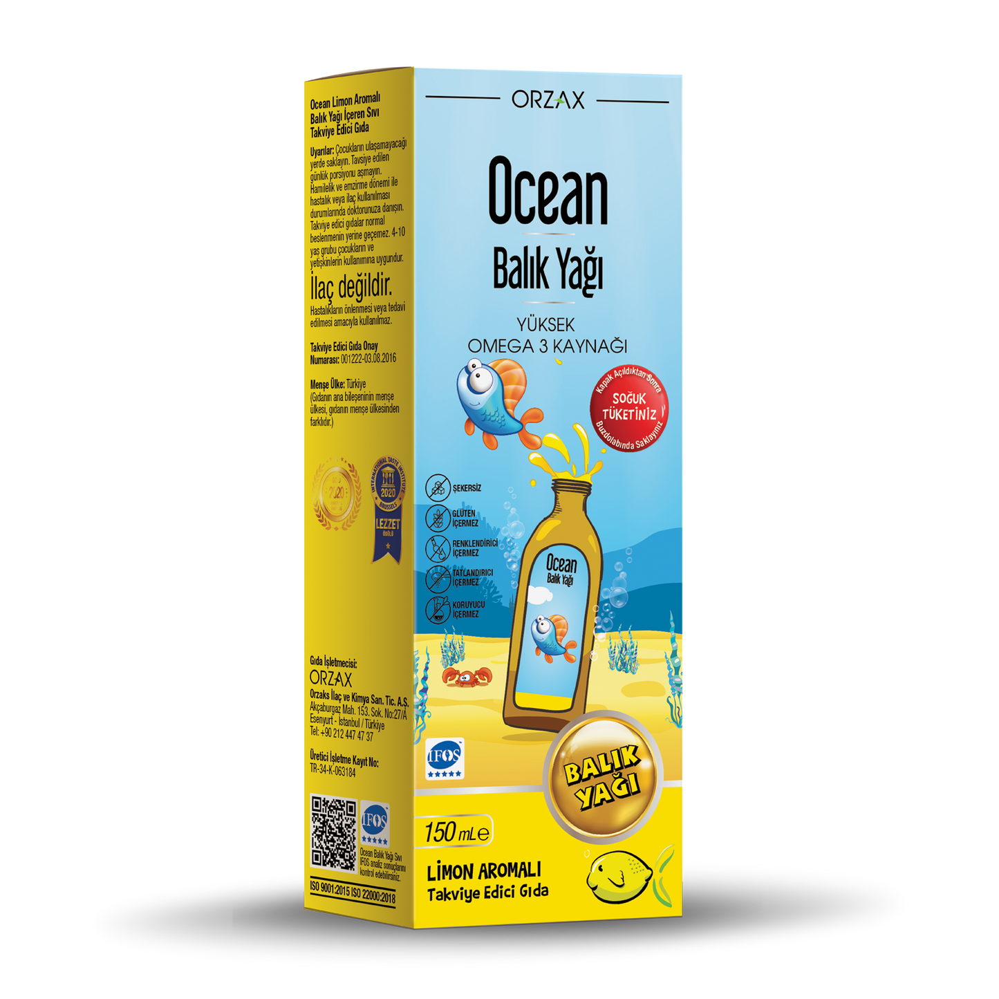 Orzax Ocean Limon Aromalı Balık Yağı 150 ml