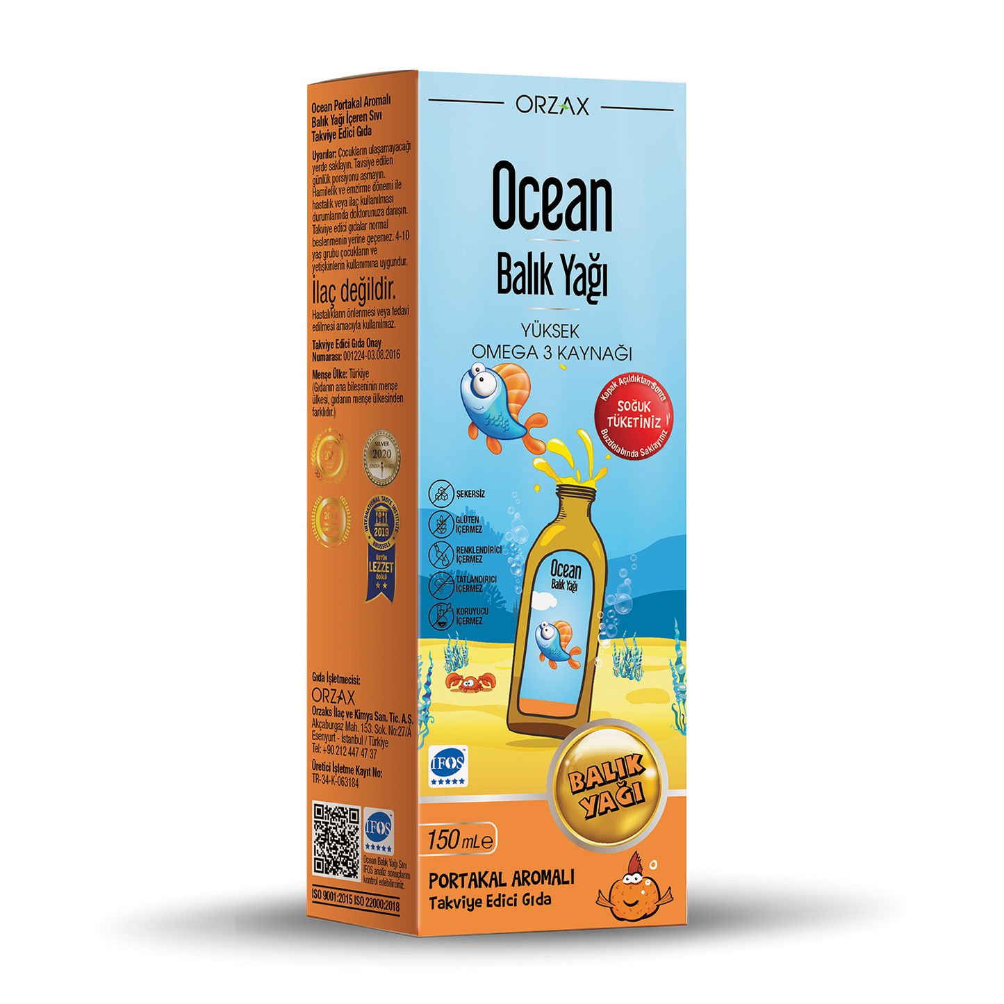 Orzax Ocean Portakal Aromalı Balık Yağı 150 ml