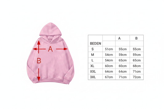 Beden Tablosu - Kapşonlu Pembe Sweatshirt